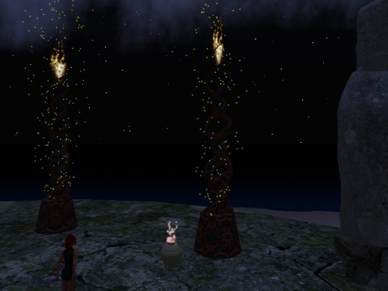 Ancient Lamps Pillar w/yellow particles on/off 